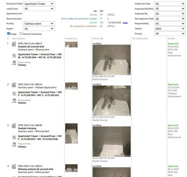 snag capture images of snags